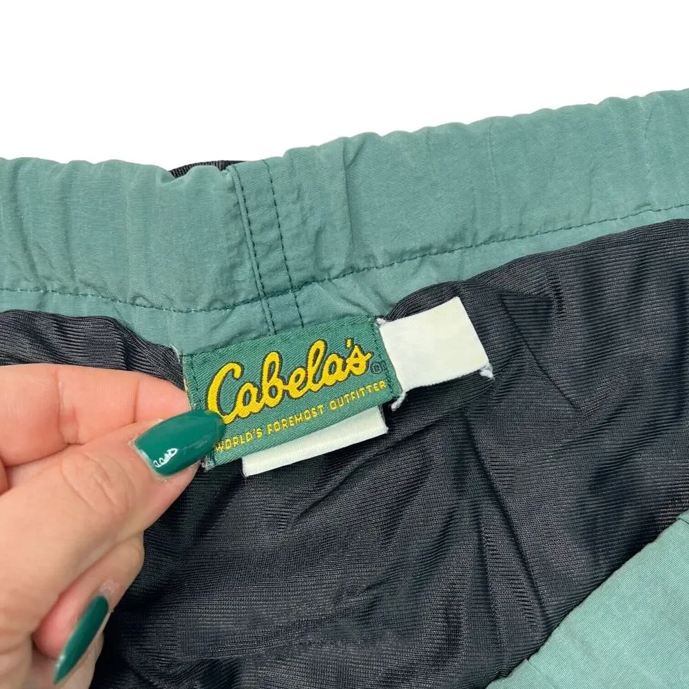 Cabela's Adjustable Waist Nylon Shorts Built In Brief Green Mens Size XXL